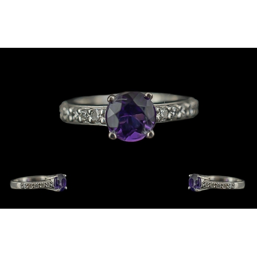 181A - 9ct Gold Amethyst & Diamond Ring, weight 5.18, ring size M.