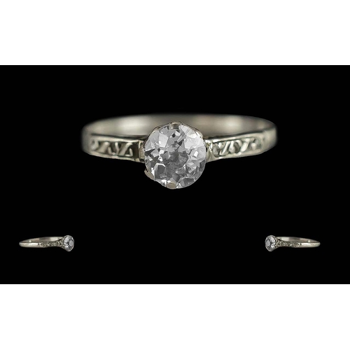 222 - 18ct Gold Pleasing Single Stone Diamond Set Ring, Not Marked but Tests 18ct Gold. The Round Faceted ... 