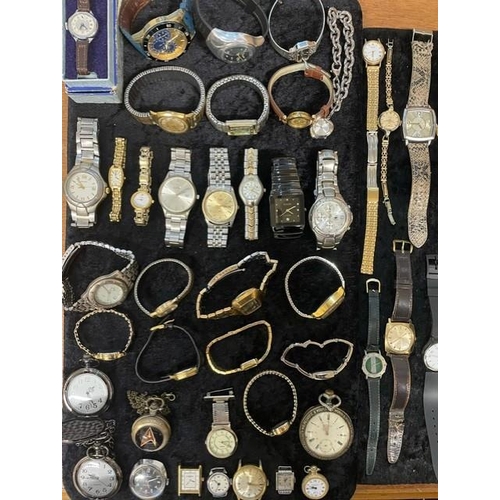 391 - Box of Assorted Ladies & Gentlemen's Wristwatches, leather and bracelet straps, assorted designs and... 