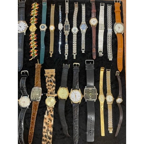 391 - Box of Assorted Ladies & Gentlemen's Wristwatches, leather and bracelet straps, assorted designs and... 