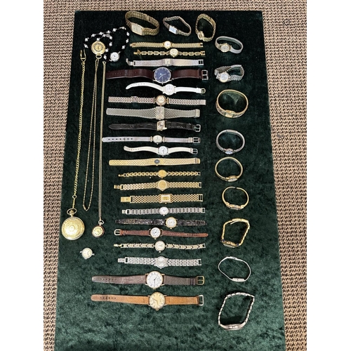 393 - Box of Assorted Ladies & Gentlemen's Wristwatches, leather and bracelet straps, assorted designs and... 