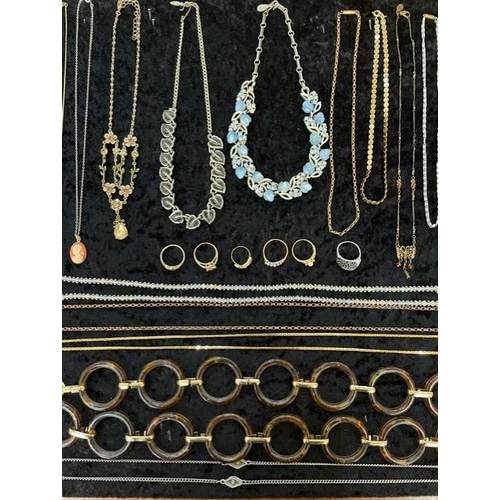 394 - Box of Assorted Vintage Costume Jewellery, including necklaces, chains, crystals, earrings, brooches... 