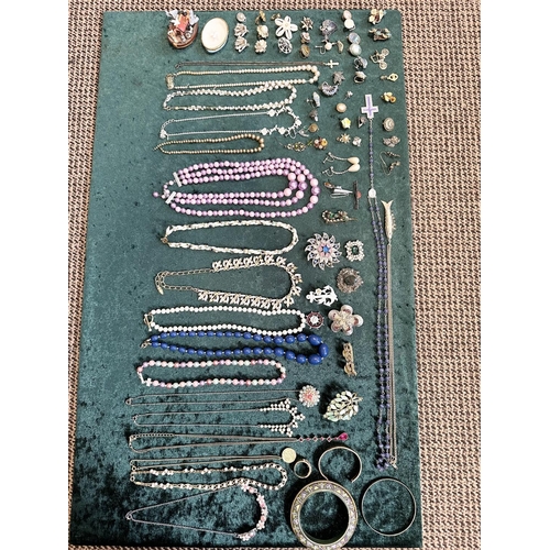 395 - Box of Assorted Vintage Costume Jewellery, including pearls, necklaces, chains, crystals, earrings, ... 