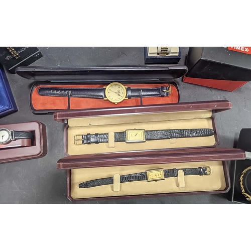 406C - Quantity of Ladies & Gentlemen's Wristwatches, all boxed, bracelet and leather straps, various makes... 