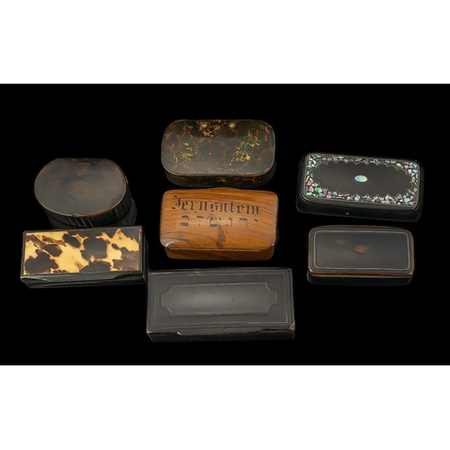 139 - A Fine Collection of 18th / 19th Century Horn Snuff Boxes ( 7 ) In Total. Various Shapes / Sizes. Lo... 