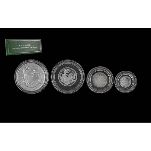 223 - Royal Mint 1997 Britannia Silver Proof Struck Collection Coin Set. Comprises 1/ Two Pound. 2/ One Po... 