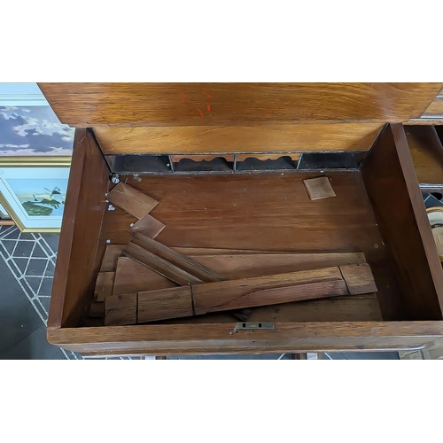 1021 - Victorian Mahogany & Walnut Inlaid Davenport Writing Desk, with hinge top and stationery compartment... 