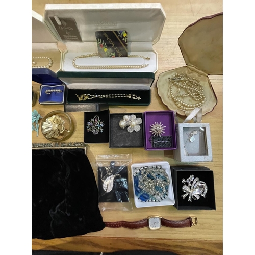 465 - Large Box of Costume Jewellery, to include beads, boxed pearls, bangles, collars, badges, earrings, ... 