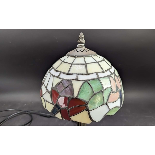 1001 - Tiffany Style Table Lamp, in assorted cream, pink and green colours.  Height 16''.