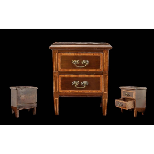 1046 - A Victorian Apprentice Style Bedside Cabinet.  Two drawers, and inlay, measures height 12'', width 1... 