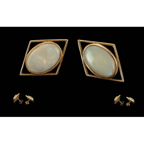 131 - Ladies Pair of 9ct Gold & Pale Opal Earrings of Large Form, Not Hallmarked But Tests 9ct Gold or Mor... 