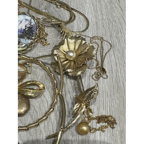 1336 - Excellent Mixed Bag of Ladies Gold Plated Quality Jewellery. Includes Brooches, Bangles, Earrings, C... 