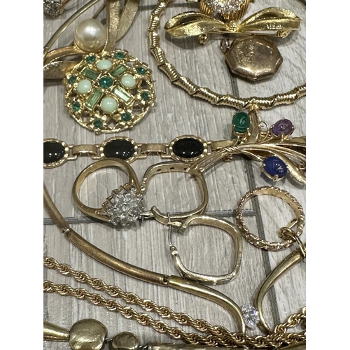 1336 - Excellent Mixed Bag of Ladies Gold Plated Quality Jewellery. Includes Brooches, Bangles, Earrings, C... 