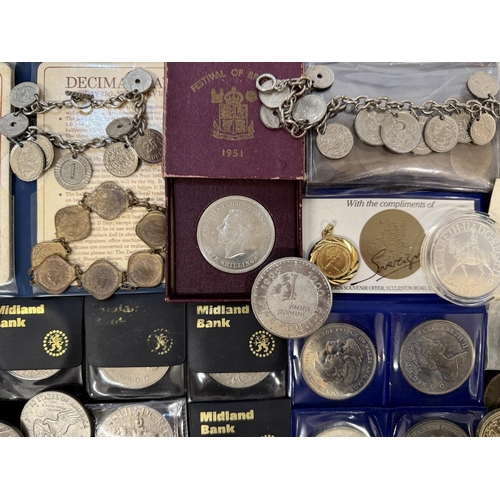 1379 - Tub of Assorted Coins, including a quantity of commemorative crowns, decimal sets, copper, Festival ... 