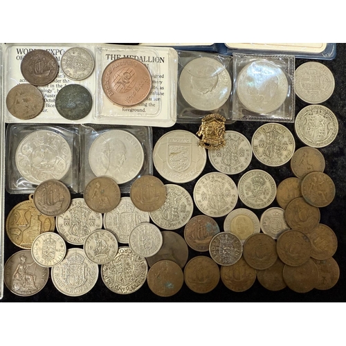 1380 - Box of Assorted Coins, to include Royal Wedding Crowns, decimal coin set, German commemorative coins... 