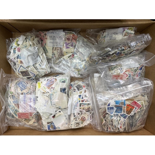 1388 - Stamp Interest - Large Box of Stamps on Paper, several thousands, could be finds.  Very heavy, so co... 