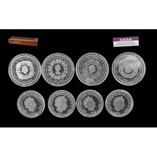 229A - Royal Mint The 60th Anniversary of the Coronation of Queen Elizabeth ll Pure Silver Crown Set of 4, ... 