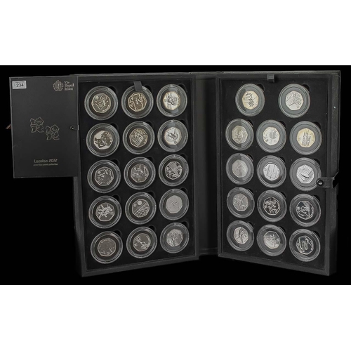 234 - Royal Mint London 2012 Olympics Silver 50 Pence Sports Collection Full Set, 29 coins in total, all c... 