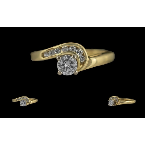 243 - Ladies 18ct Gold Contemporary Diamond Set Ring, Full Hallmark to Interior of Shank, The Modern Brill... 