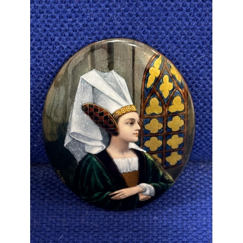 287 - An Antique French Possible Limoges Miniature Portrait of Good Condition and Size. Beautiful Example ... 