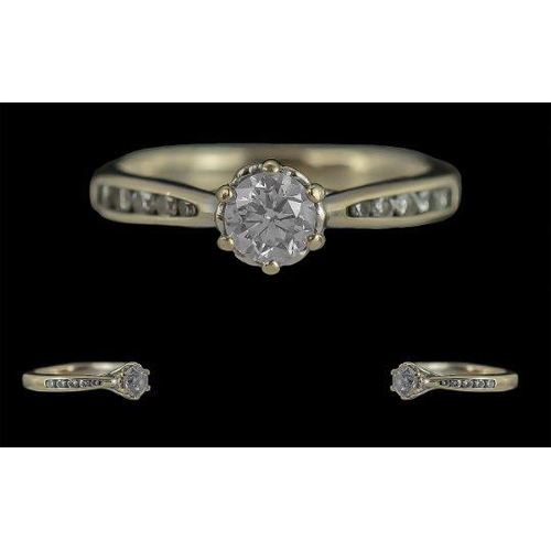 289 - Ladies 18ct Gold Diamond Set Dress Ring, Full Hallmark to Interior of Shank, The Central Brilliant C... 