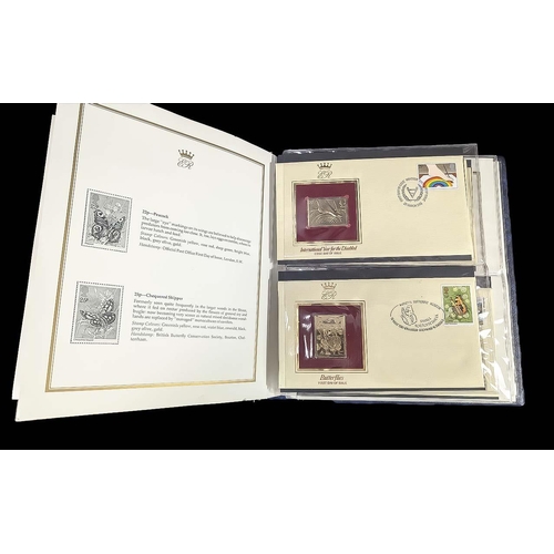 310 - 22ct Golden Replicas of British Stamps Collection In Album ( 24 ) In Total. Subjects Folklore, Inter... 