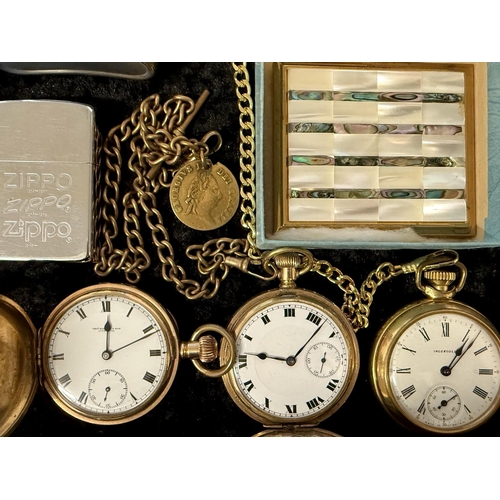 321 - Box of Assorted Items to include four pocket watches, full hunter with Albert, working at time of ca... 