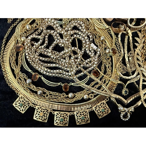 404 - Collection of Gold Tone Jewellery, along with Platinum plated ring and two silver plated purses.