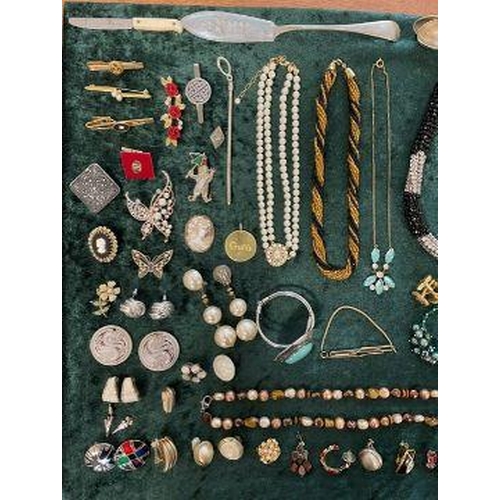 415A - Small Collection of Costume Jewellery, including some silver, comprising gent's Imado gold tone brac... 