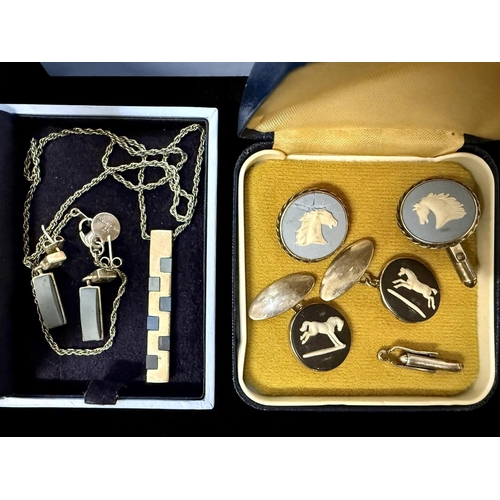 429 - Collection of Wedgwood Silver Jewellery, some boxed, contains, cufflinks, brooches, necklaces, penda... 