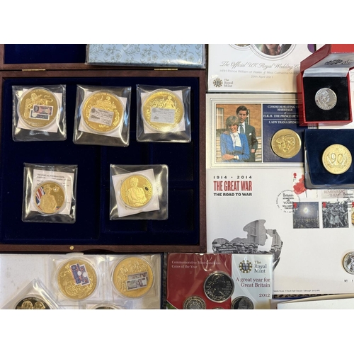 435 - Box of Collectible Coins, some silver, comprising 2012 Olympic £5 Silver Proof Coin, 2014 UK Quarter... 