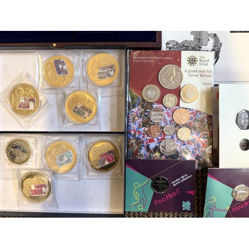 435 - Box of Collectible Coins, some silver, comprising 2012 Olympic £5 Silver Proof Coin, 2014 UK Quarter... 