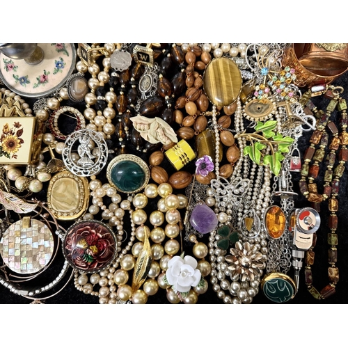 443 - Collection of Costume Jewellery, comprising pearls, beads, chains, brooches, earrings, pendants, bra... 