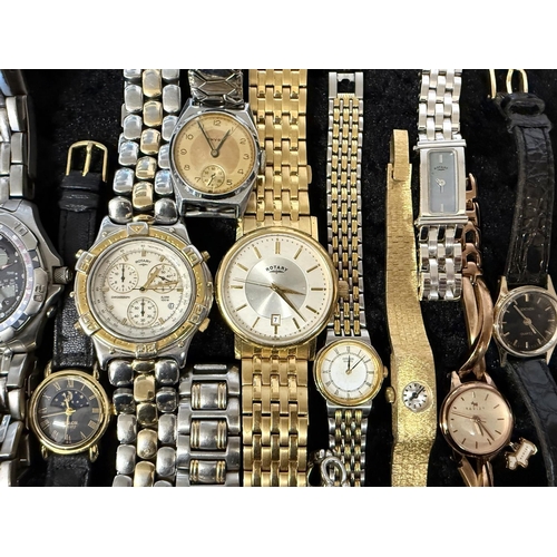 464 - Box of Gent's Wristwatches to include Seiko, Rotary, Citizen, Gucci, Bulova, together with ladies wr... 