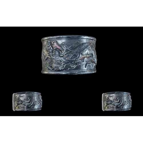 473A - Heavy Chinese Metal Napkin Ring with Dragon detail, 67.8 grams.