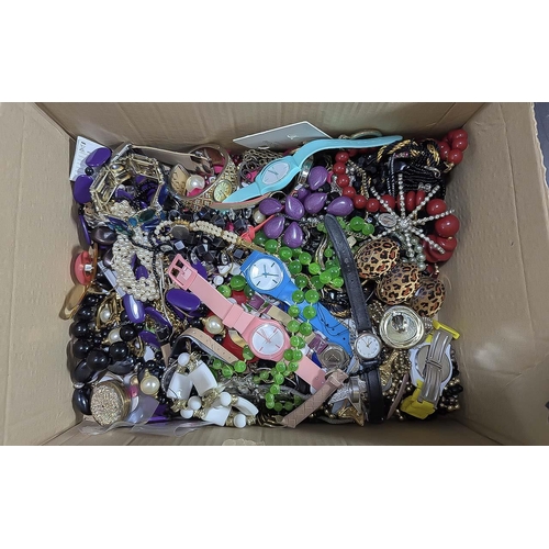 477 - Collection of Costume Jewellery. Large Box, Needs Sorting, Includes Watches, Necklaces etc.