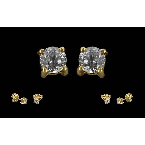 64 - Diamond Stud Earrings, Pair Of 18ct Gold Diamond Studs, Round Modern Brilliant Cut, Total Estimated ... 