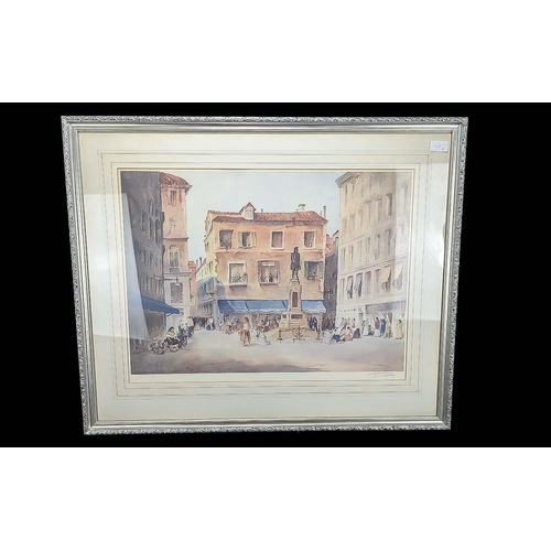 912 - A Quality Pair of Venetian Watercolour Prints, pencil signed by the artist A W Brown, born in the 19... 