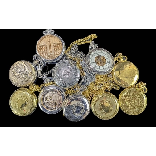 1389 - Collection of ( 10 ) Highly Decorative & Collectable Modern Pocket Watches, Various Designs - Please... 