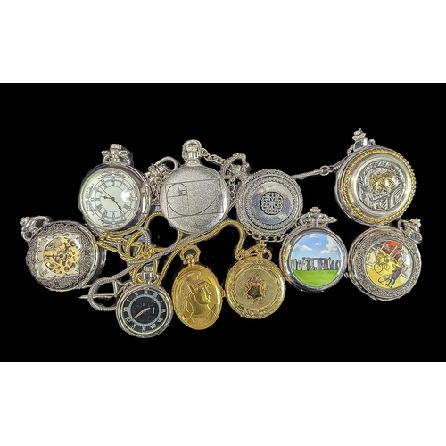 1390 - Collection of ( 10 ) Highly Decorative & Collectable Modern Pocket Watches, Various Designs - Please... 