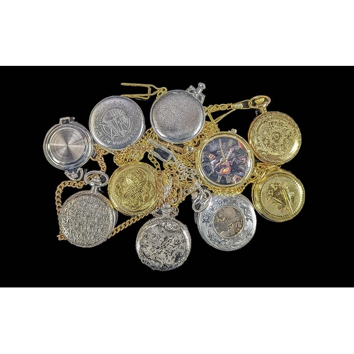 1392 - Collection of ( 10 ) Highly Decorative & Collectable Modern Pocket Watches, Various Designs - Please... 