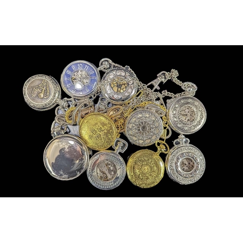 1396 - Collection of ( 10 ) Highly Decorative & Collectable Modern Pocket Watches, Various Designs - Please... 