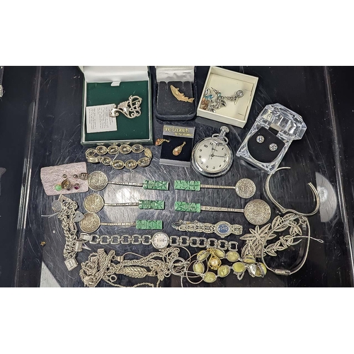 1407 - Mixed Bag of Silver & Costume Jewellery. Includes Watches, Earrings, Bracelets, Necklaces, Swarovski... 