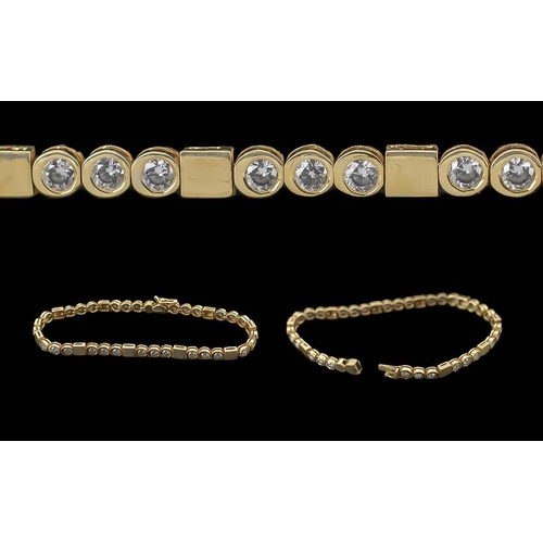 20 - Ladies Attractive / Pleasing Quality 14ct Gold Diamond Set Line Bracelet, Marked 585 - 14ct. Pleasin... 