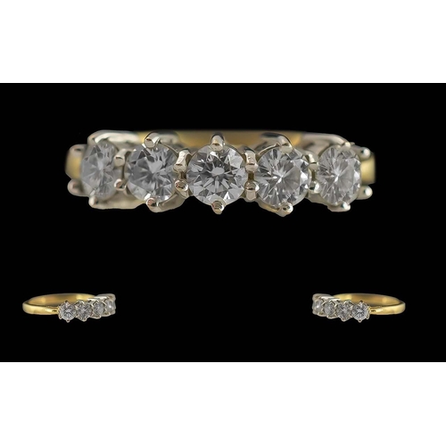 27 - Ladies Good Quality 18ct Gold 5 Stone Diamond Set Ring, Raised Setting. Full Hallmark to Interior of... 