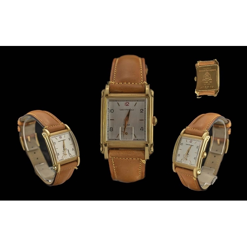 42 - Girard Perregaux Vintage 1994 - Excellent Gents 18ct Gold Mechanical Tank Shaped Case with Beveled G... 