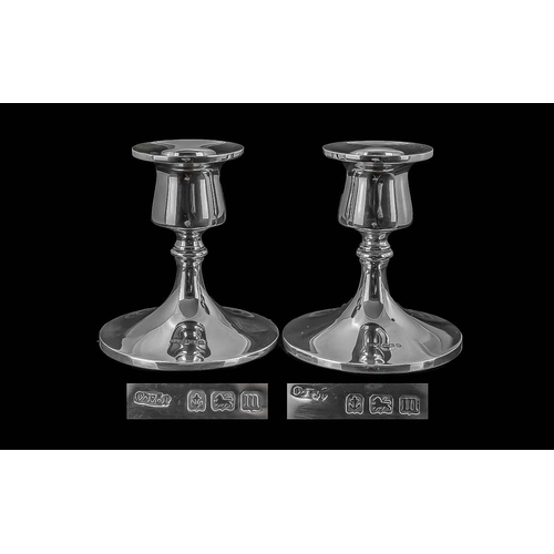 103 - Edwardian Period Pair of Small Sterling Silver Candlesticks, hallmark Birmingham 1911, maker's mark ... 