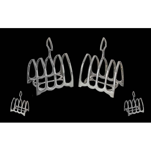 108 - Edwardian Period 1901 - 1910 Fine Pair of Sterling Silver Toast Racks - Bishops Design, maker Walker... 