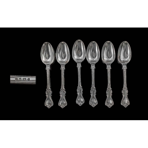 110 - Early Victorian Pleasing Set of Six Sterling Silver Teaspoons of Fiddle Back Design, hallmarked Lond... 