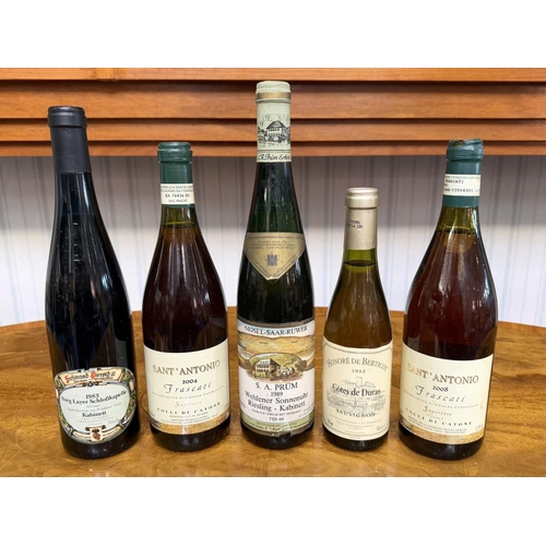 1435 - Five Bottles of Vintage Wine, comprising Prum 1989 Riesling, 1983 Burg Kabinett, two Sant'Antonio Fr... 